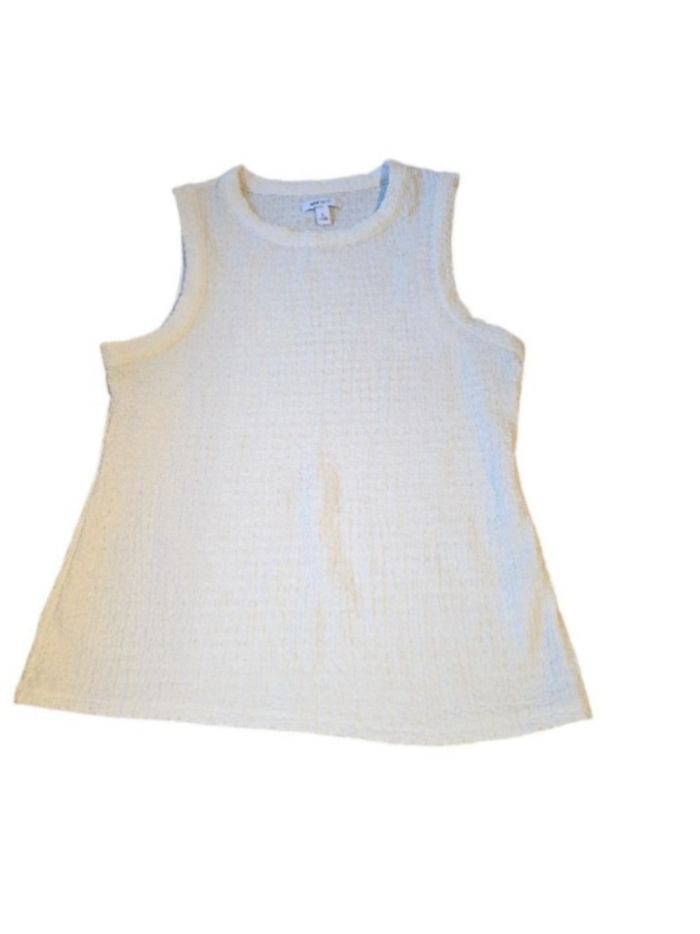 Women's Nine West White Sleeveless Textured Top L Scoop Neck Business Casual